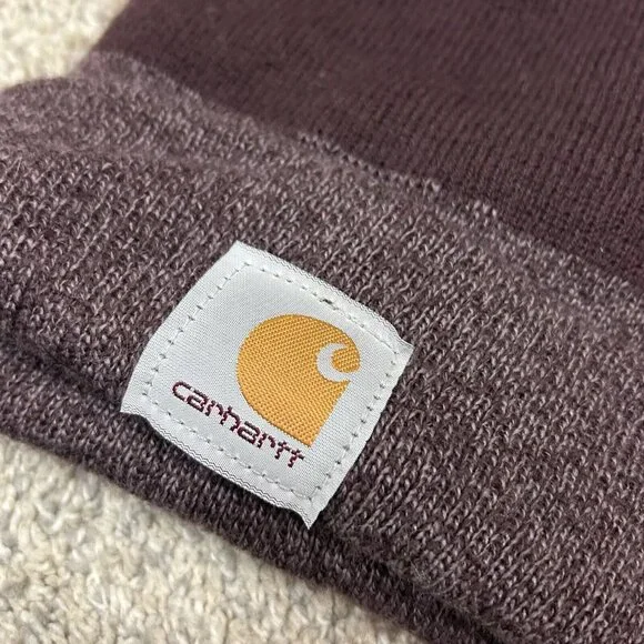 Carhartt Knit‎ Winter Hat Puffball Beanie Purple Kid's Youth Size - Picture 3 of 5